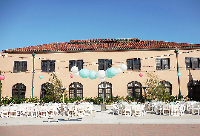 NTC Venues at Liberty Station San Diego, California outdoor wedding reception with lanterns