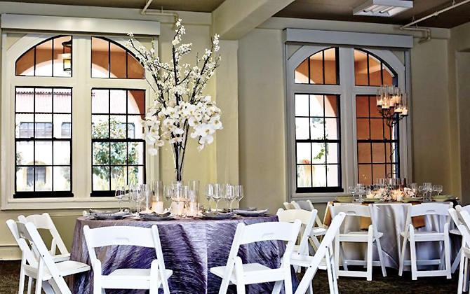 NTC Venues at Liberty Station San Diego, California purple tablecloth