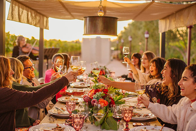 Outdoor wedding reception dinner Santa Rosa CA - Vintners Resort