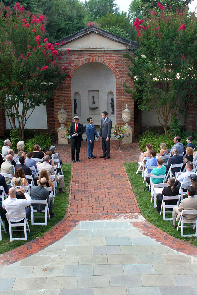 Dumbarton House - Gay grooms following ceremony