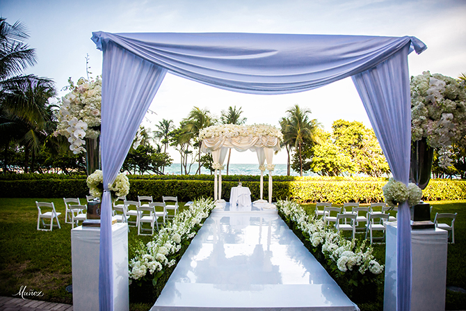 Periwinkle blue wedding ceremony - South Florida LGBT Wedding Floral Design and Decor - Dalsimer Atlas