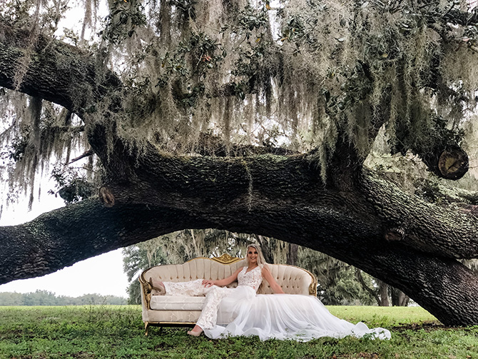 Old Oak Tree Rustic Wedding Glam Shot- Seas Your Day Events - Central Florida LGBT Wedding Venue