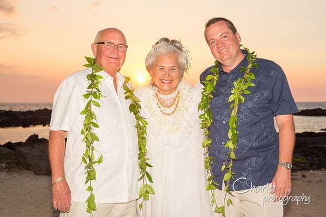 Purple orchid Wedding - Wedding officiant at sunset