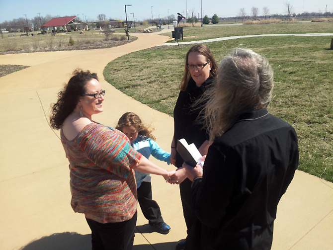 Best Wedding Chapel LGBT Shelbyville Illinois outside ceremony