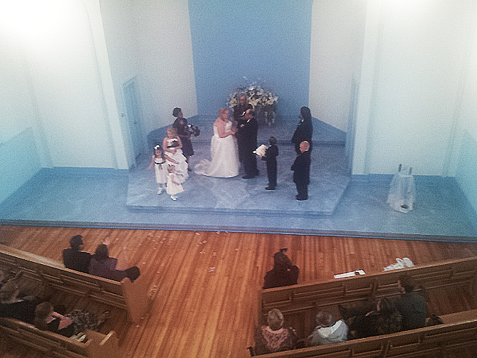 Best Wedding Chapel LGBT Shelbyville Illinois inside chapel looking down