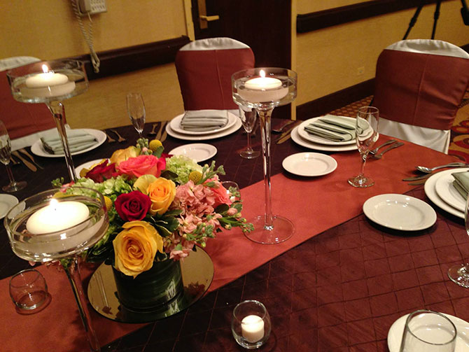 Embassy Suites Chicago - North Shore / Deerfield - Candlelit wedding reception table setting