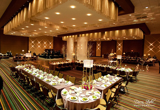 Midwest Conference Center gold wedding reception