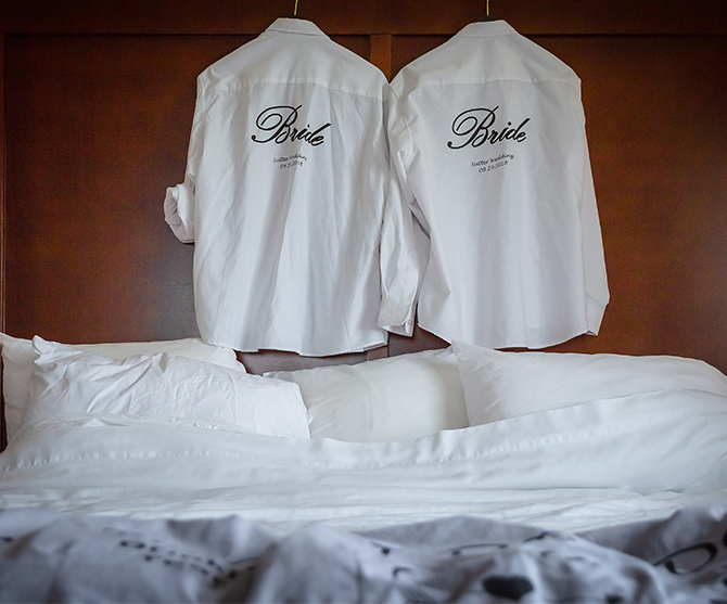 Two Brides shirts Parkway Banquets