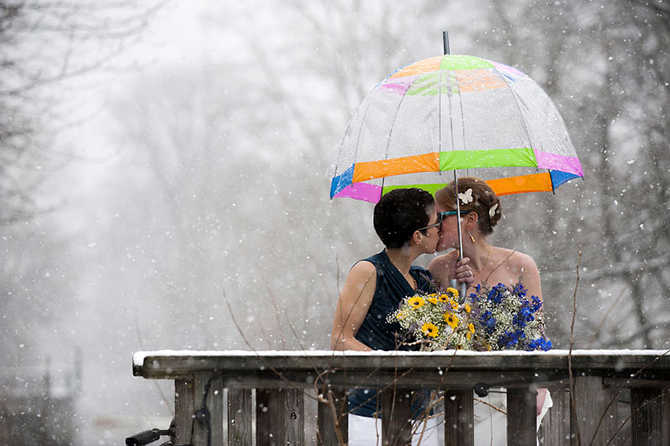 LGBT couple in the snow - Studio A Images