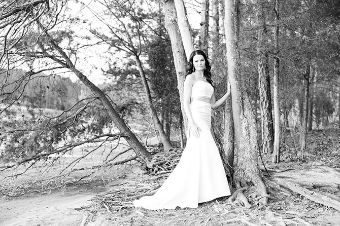 Bethany Phalen Photography - Black and white photo of bride outdoors