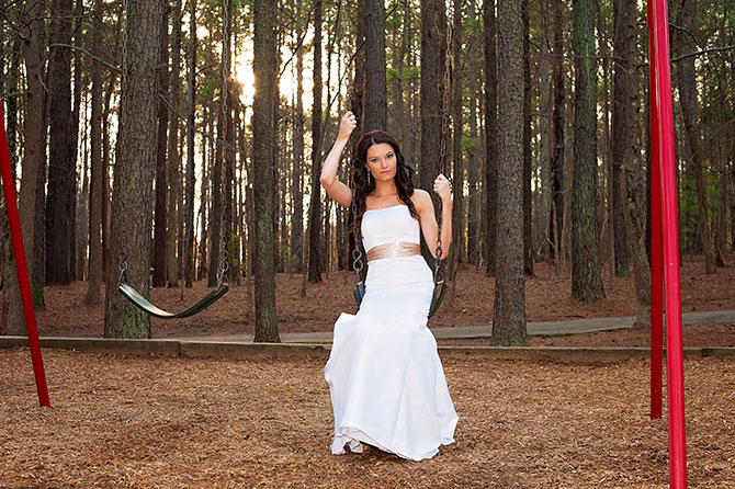 Bethany Phalen Photography - Bridal pose on swing set