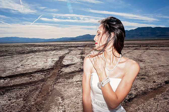 Bethany Phalen Photography - Photo of bride and desert terrain