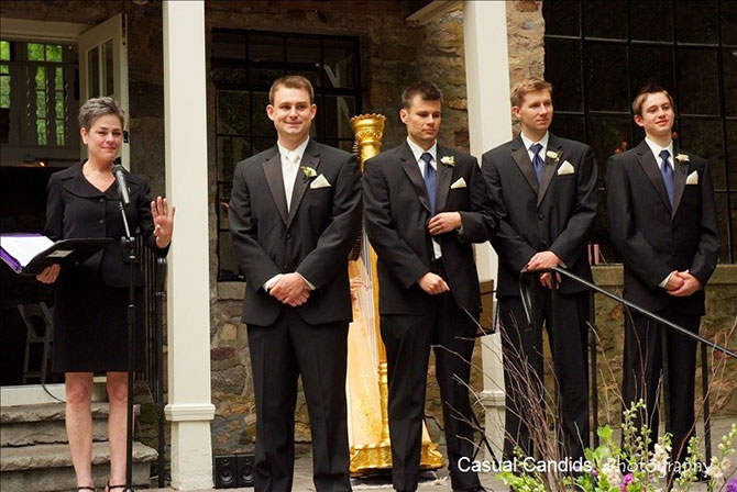 Reverend Kathleen with groomsmen