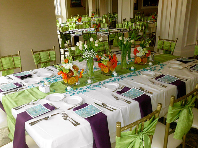 The Dominion Club - Green and purple reception theme