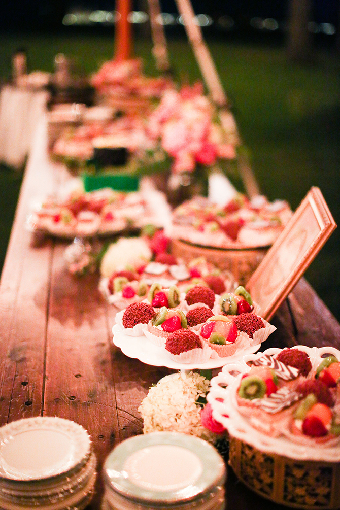 Rustic wedding desert display - Lake Lawn Resort in Wisconsin