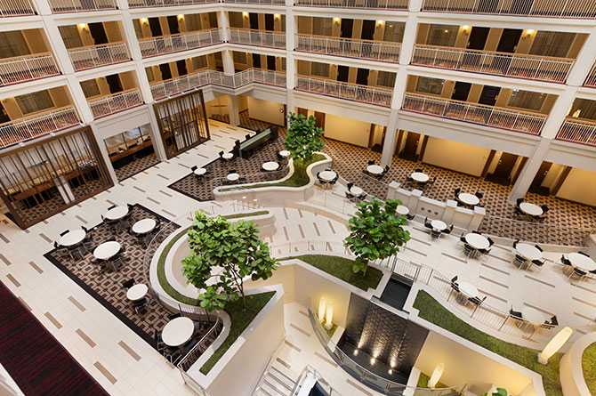 Embassy Suites Chicago - open atrium for receptions