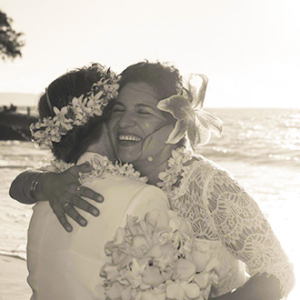 Maui Aloha Weddings Kihei Hawaii - Lesbian Couple Hugs & Smiles