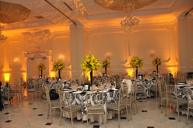 Platinum Entertainment - Yellow ambient up lighting reception site