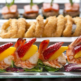 Tasty Catering - shrimp, strawberry, mango appetizer