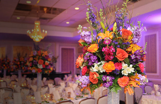 The Poughkeepsie Grand Hotel - Colorful wedding reception centerpiece