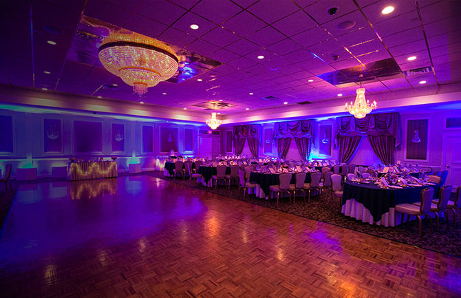 The Poughkeepsie Grand Hotel - Reception venue dancefloor and purple lighting